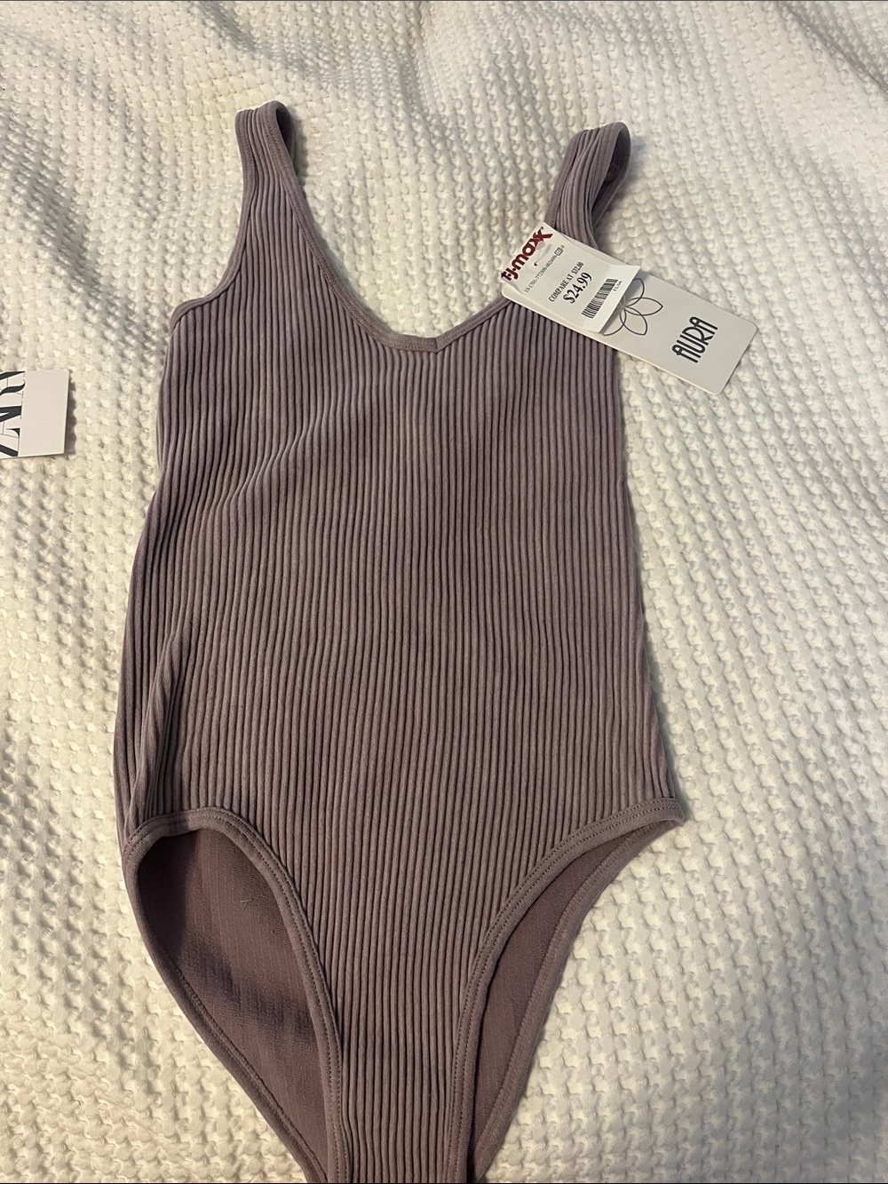 Aura Mauve Ribbed Bodysuit